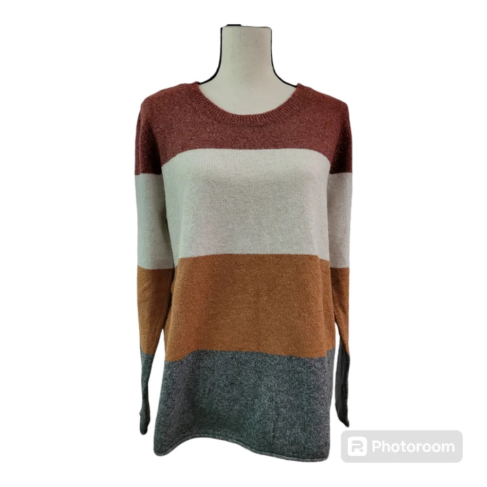 pinque knit Colorblock sweater Womens Size‎ L New